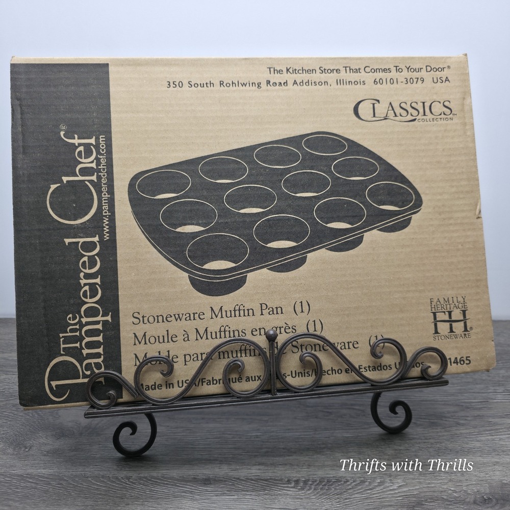 New - Pampered Chef Stoneware Muffin Pan - Cupcake Mold #1465